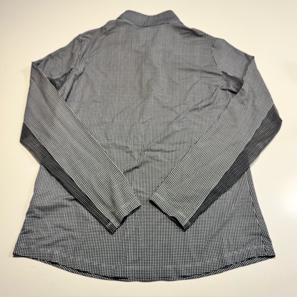 IBKUL women's black/white micro plaid print 1/4-zip UPF50+ long-sleeved top Sz M - Picture 2 of 9